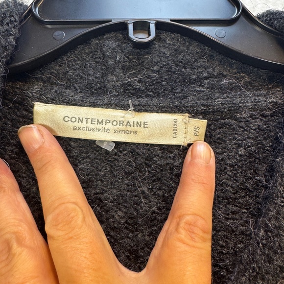 Contemporaine cardigan Sweater Womens Size Small Colorblock Gray Alpaca Blend - Picture 3 of 7